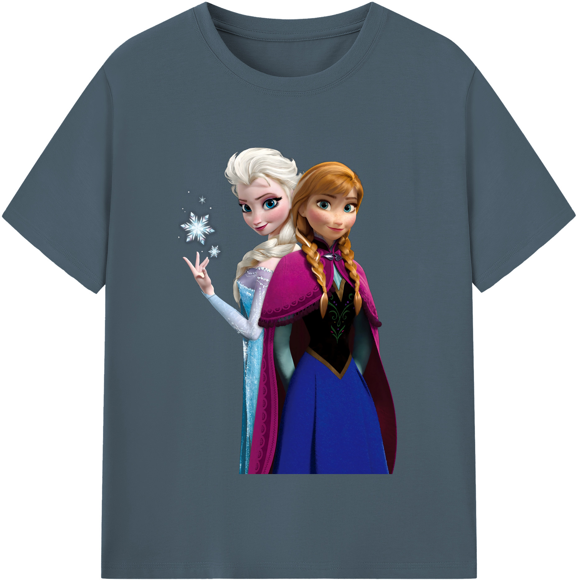 （画像用） アナと雪の女王 アンナ エルサ Frozen Anna Elsa 綿100％半袖Tシャツ（フロントプリント）